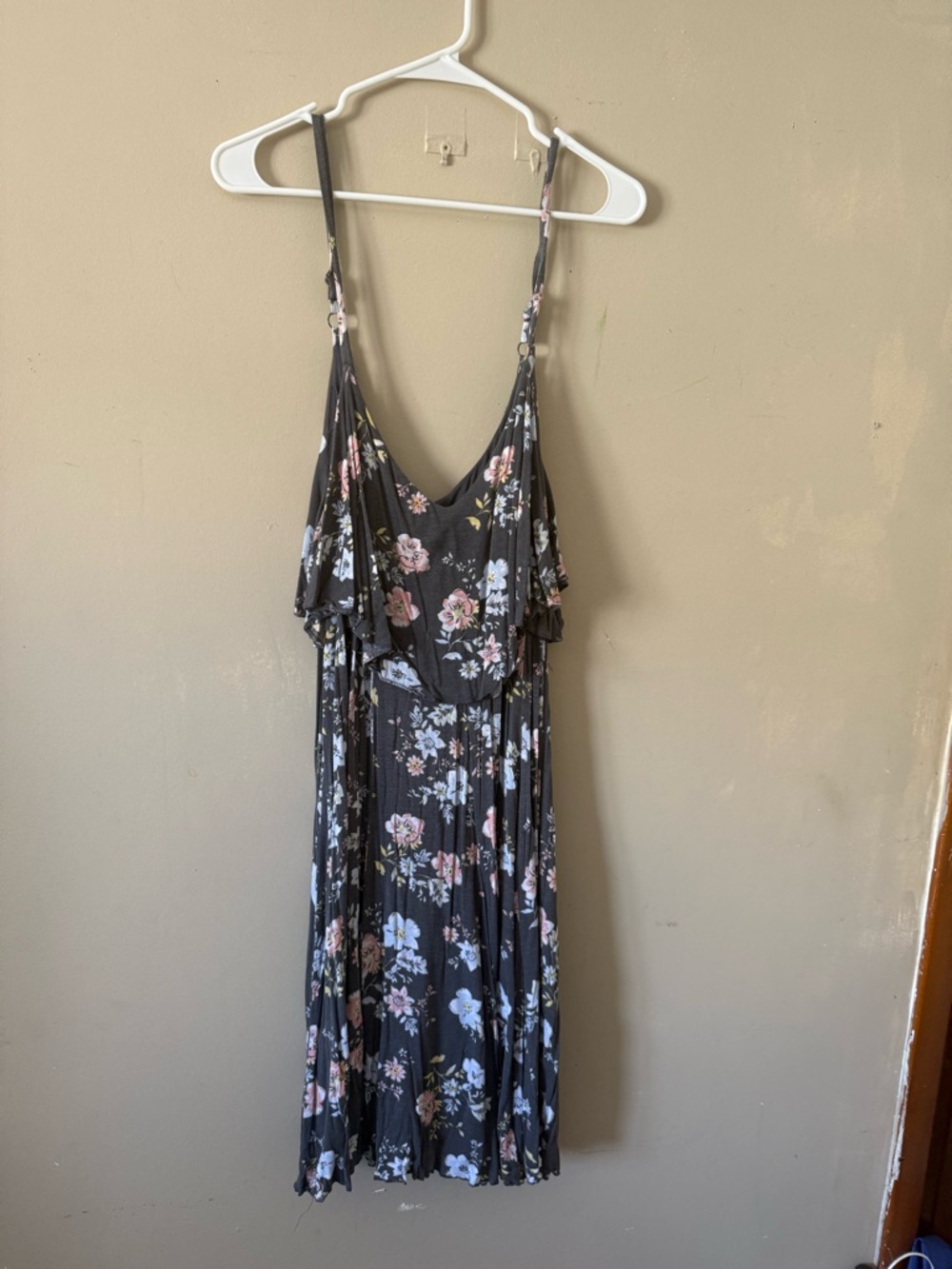 torrid Black Floral Midi Dress with Pink & Blue Blooms